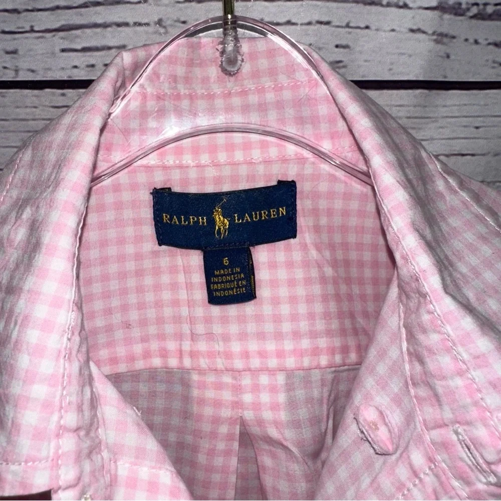 Ralph Lauren Pink Gingham Kids Shirt Size 6